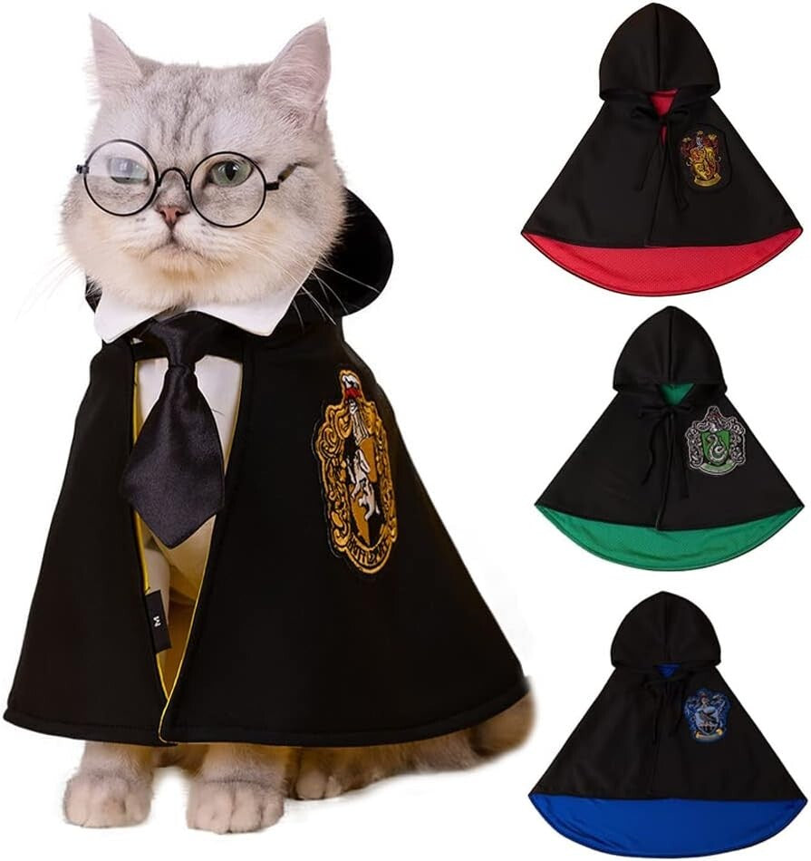 Halloween Dog Cat Costume Cape: Pet Wizard Apparels Cosplay Costume Set Medium