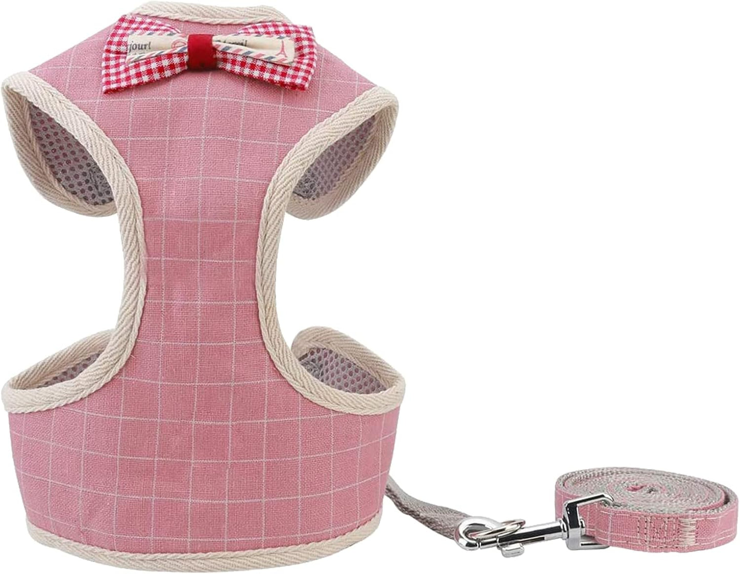 Puppy Harness Easy to Put on & Take off Step in Dog Harness, Puppy Soft Padded Mesh Front Vest with Leash, Adjustable Pets No-Pull Walking Harness with Cute Bows for Small Dogs and Cats