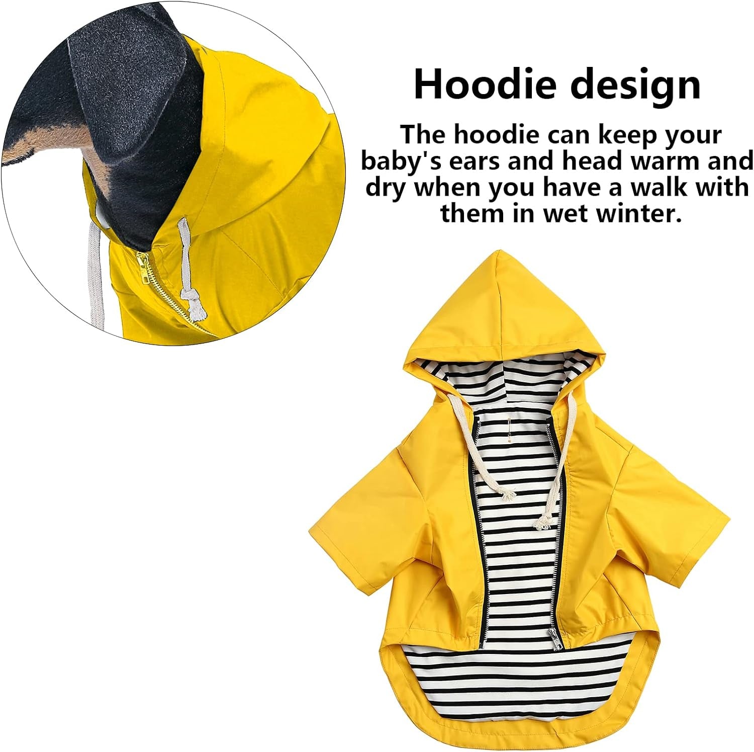 Dog Raincoat Rain Jacket Raincoat Dogs Waterproof Small Medium Breeds Zip Closure Storage Pocket Harness Hole Yellow XXL