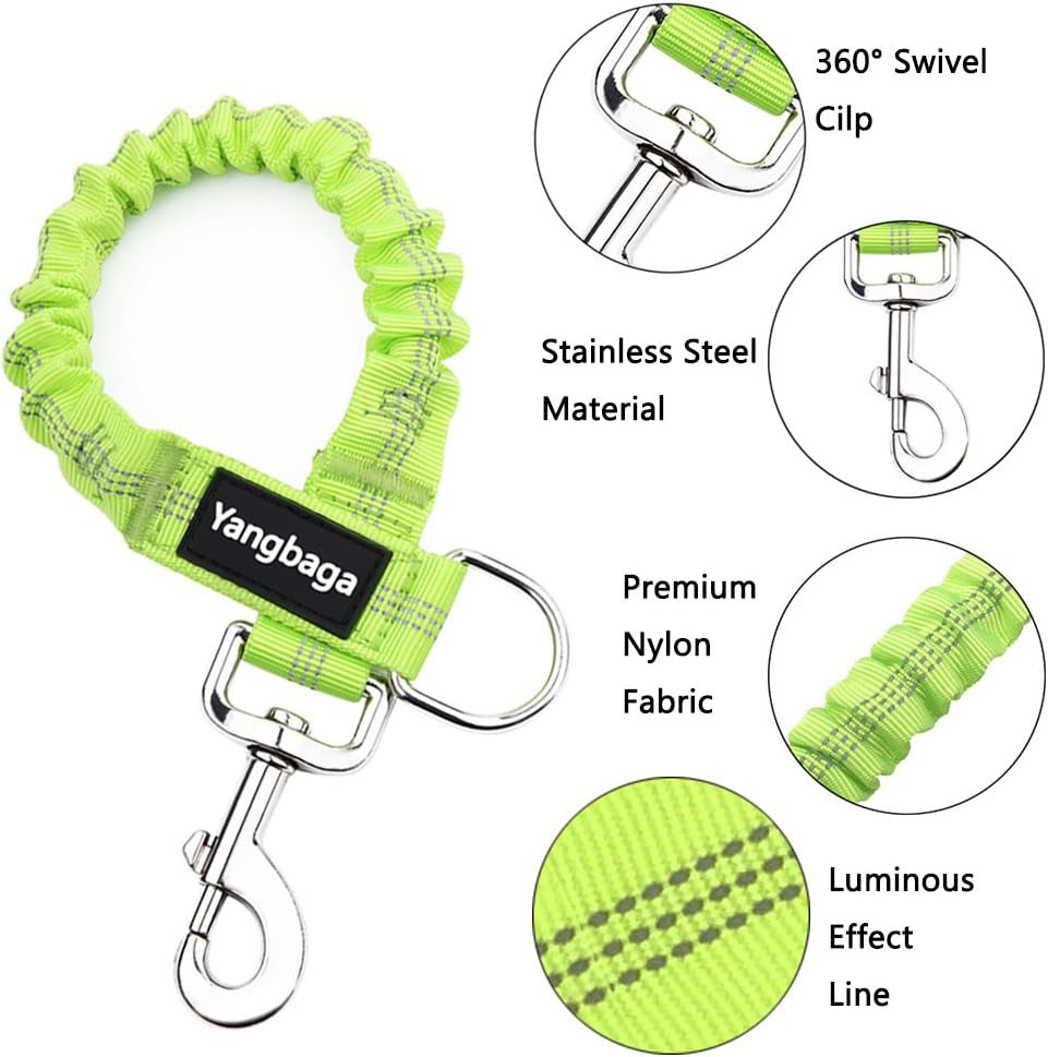 Dog Leash Extender, Shock Absorber Bungee Leash Attachment, Durable Nylon Dog Tie Out Extension with Stainless Steel Swivel Clips