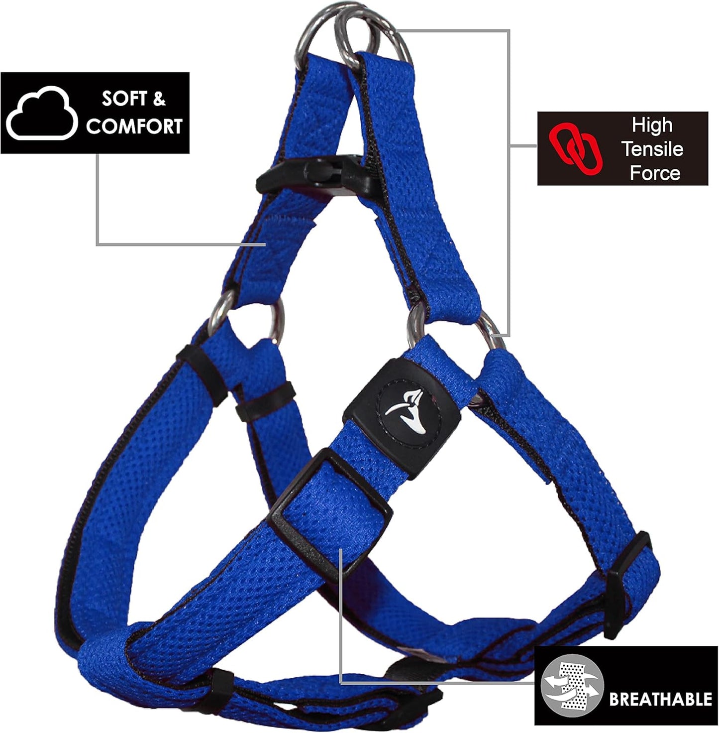 Kruz No Pull Dog Harness (Chest 30”-44”, Weight 66-176 Lbs) Heavy-Duty Pet Harness for Large Breeds, Ultra-Comfort Fit, Lifetime Durability, Adjustable Dog Harness No Pull Design (Blue, X-Large)