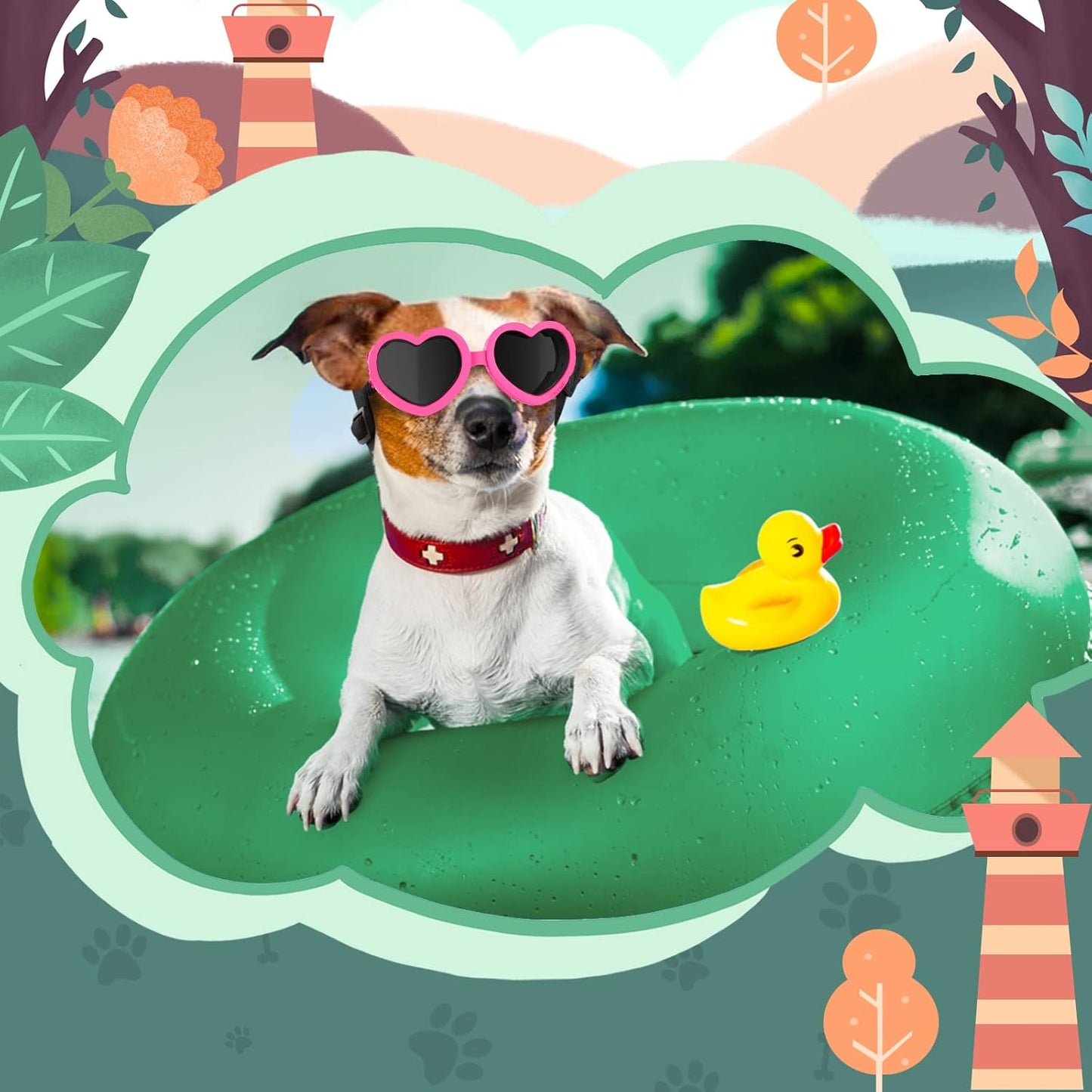 2 Pack Small Dog Sunglasses UV Protection Goggles Eye Wear Protection with Adjustable Strap Doggy Heart Shape Anti-Fog Sunglasses for Pet Dogs Sun Glasses Doggie Windproof Glasses, Pink