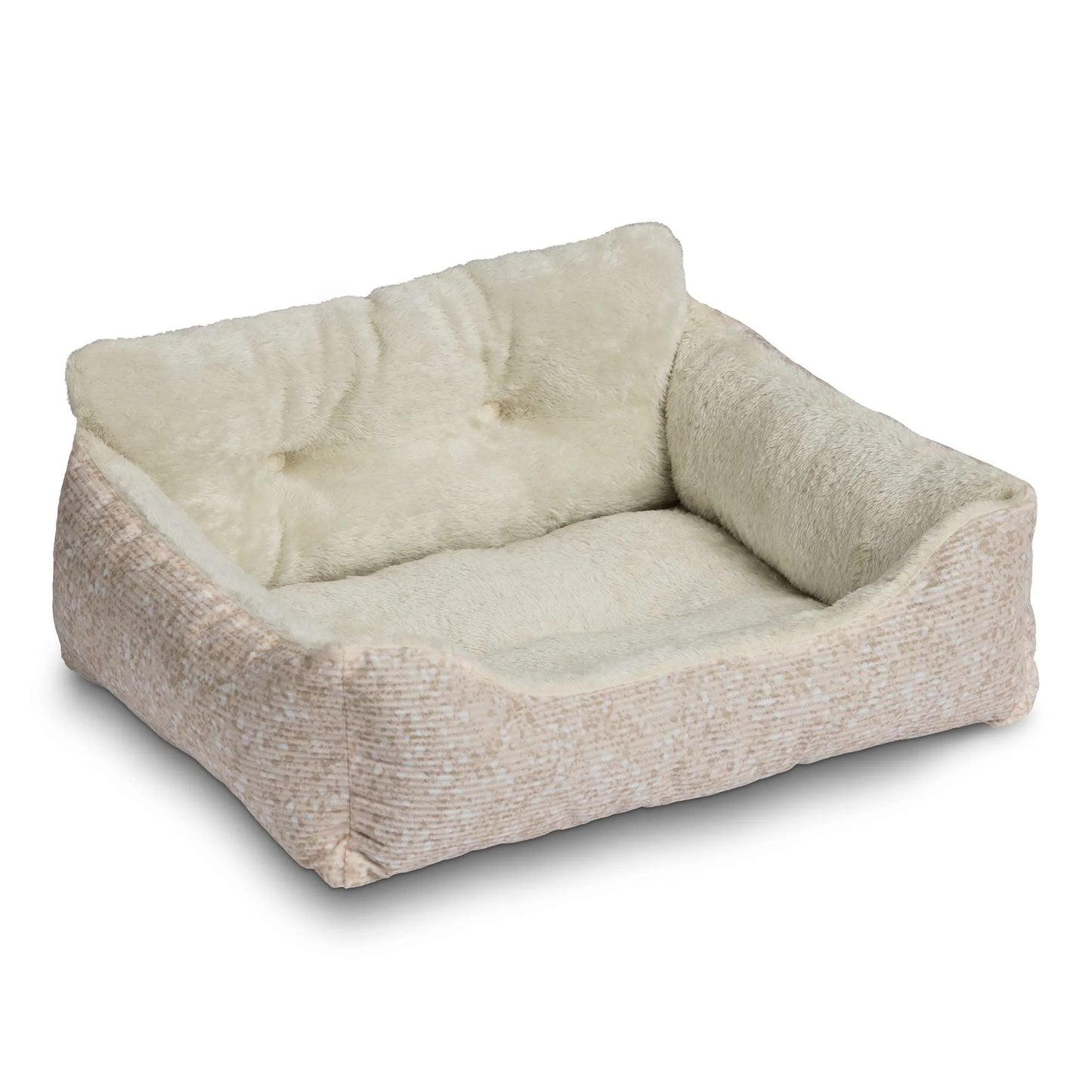 Puppy Dog Bed, Plush Bolster Dog for Small Dogs, Small, 21" X 17", Pink