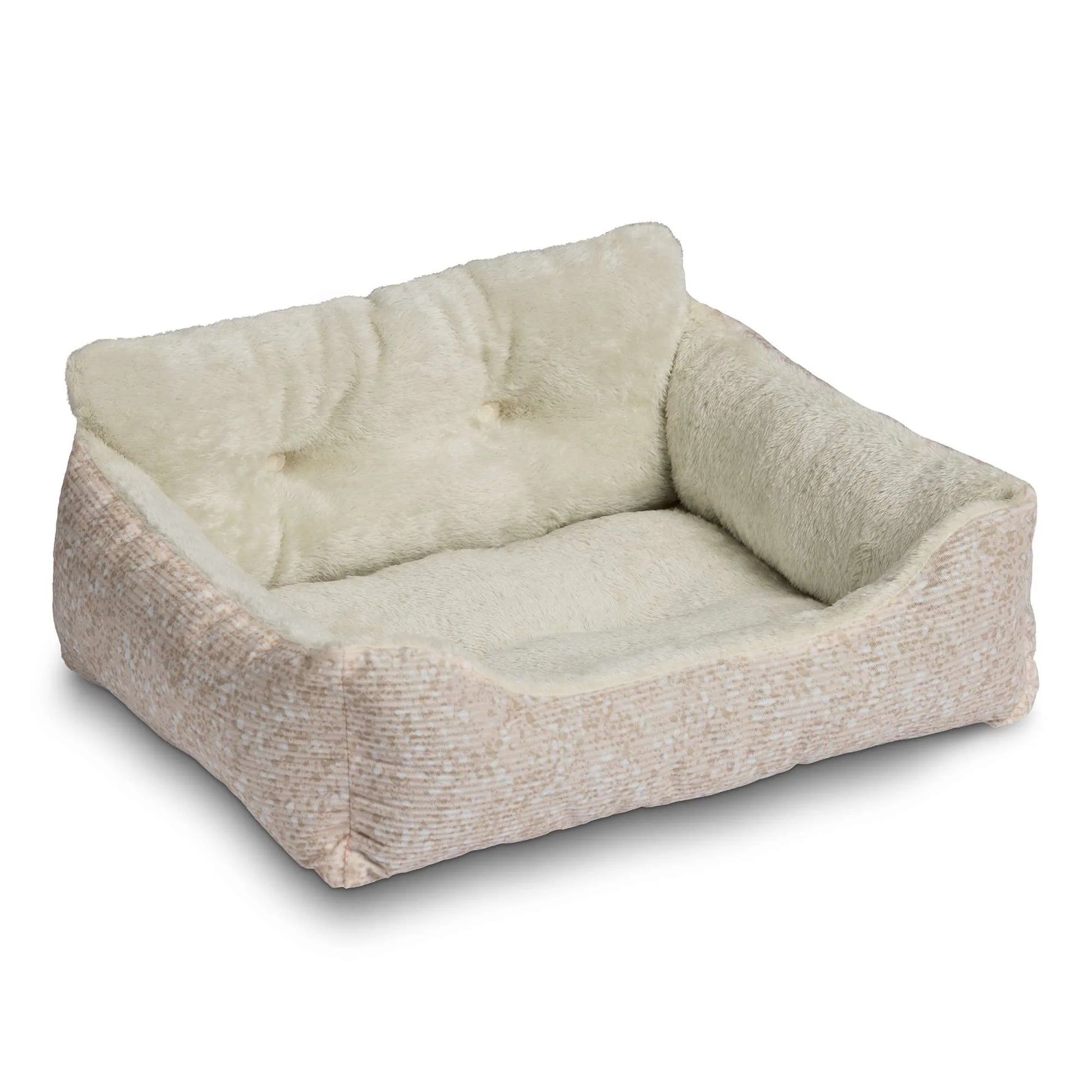 Puppy Dog Bed, Plush Bolster Dog for Small Dogs, Small, 21" X 17", Pink