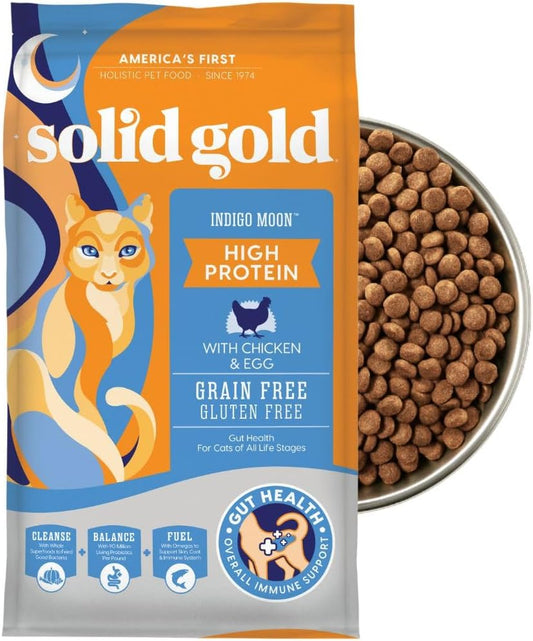 High Protein Dry Cat Food - Grain Free & Gluten Free Chicken Cat Dry Food W/Probiotics for Gut Health & Digestion - High Fiber & Omega 3 - Low Carb Superfood Kibble for Cats All Ages - 3LB