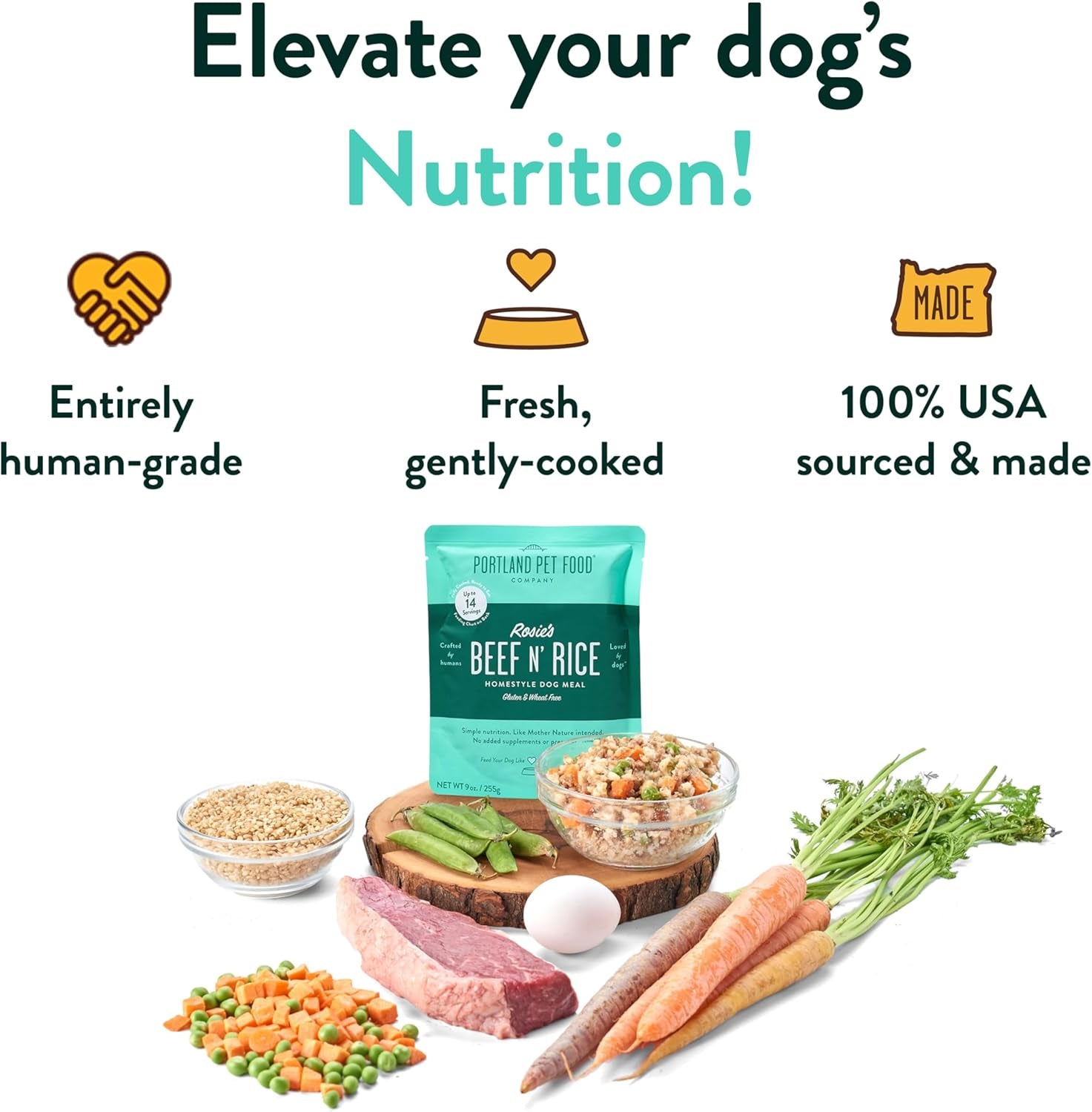 Fresh Dog Food Pouches - Human-Grade Toppers Wet Pet Meal & Mixers - Small & Large Breed Puppy & Senior Dogs - Gluten-Free, Limited Ingredient Salmon & Beef - 8 Pack Variety