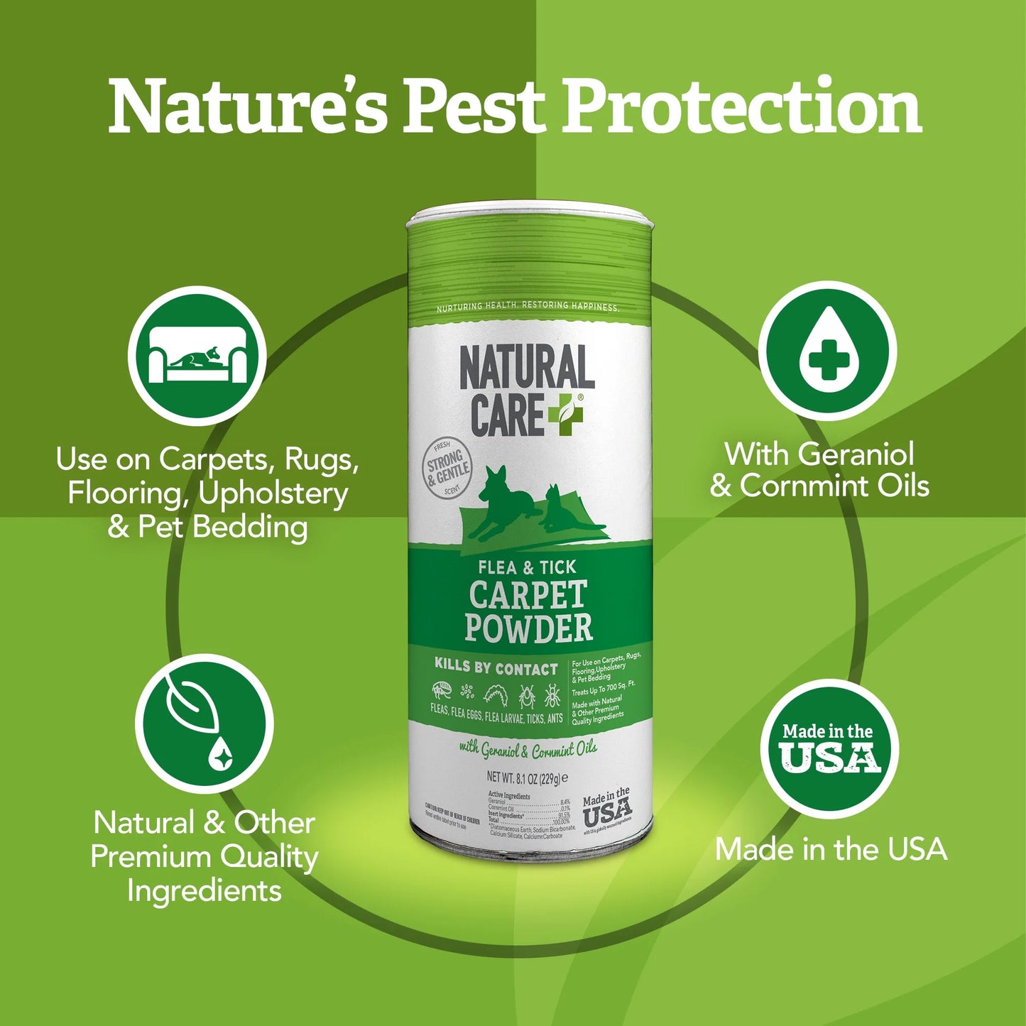 Flea and Tick Carpet Powder - 8.1 Ounce Canister