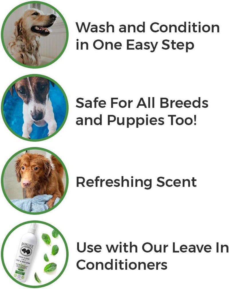 Clean & Clear 2 in 1 Shampoo & Conditioner, Mint, 16 Fl Oz - Grooming Essentials for a Quality Coat - No Parabens, No Phthalates, No Sulfates, No DEA & PEG, Safe & Vegan