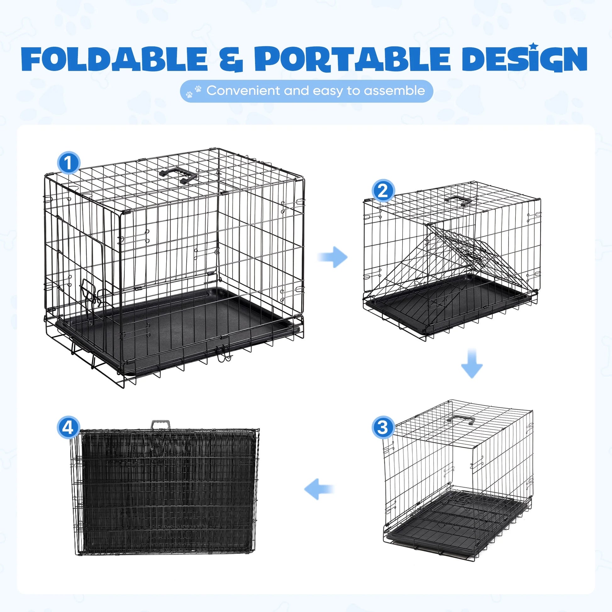 Medium Dog Crate, 30" Single Door Folding Metal Wire Dog Cage with Plastic Leak-Proof Pan Tray