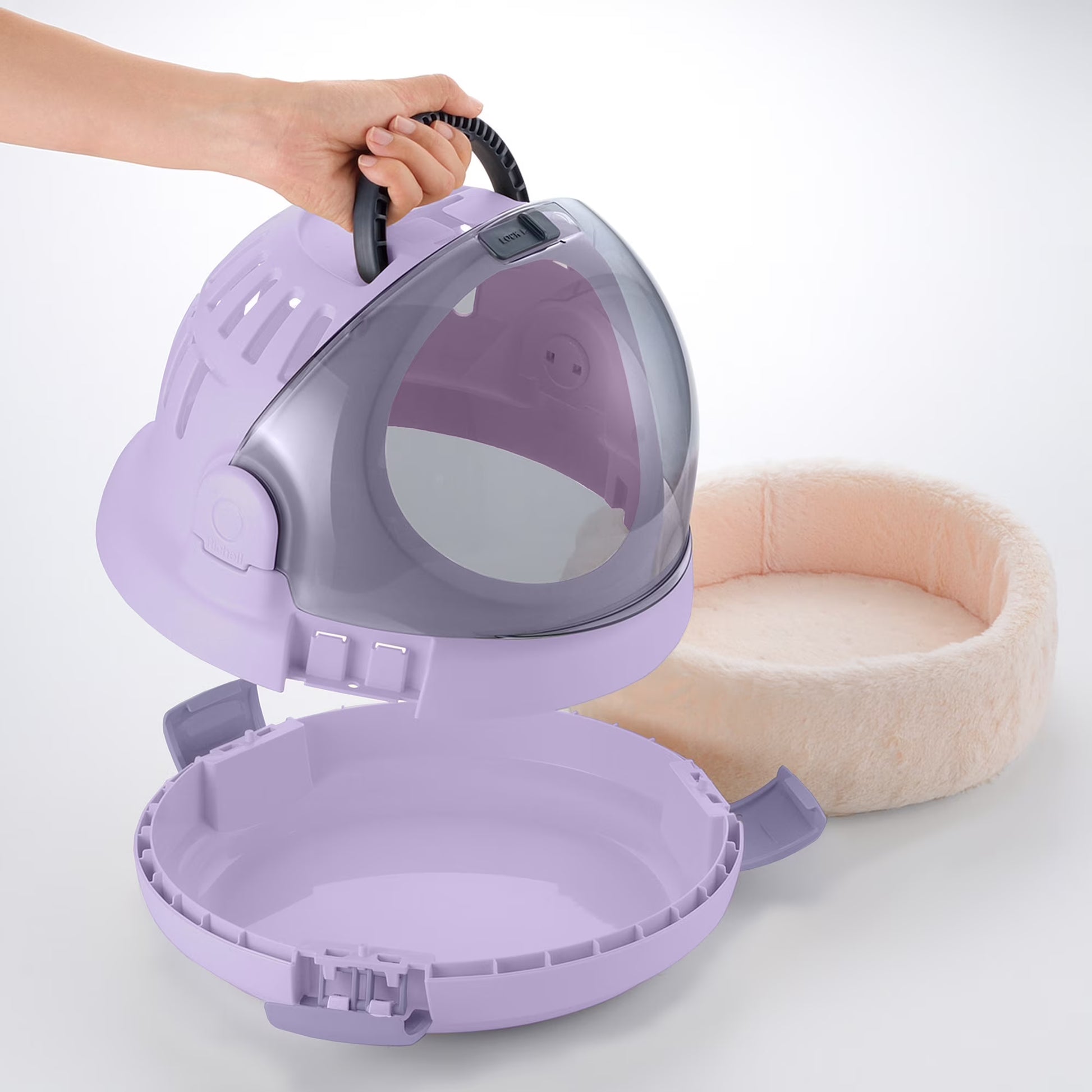 Space Capsule Travel Pet Carrier & Bed in Lavender, Functional for Small Dogs/Cats