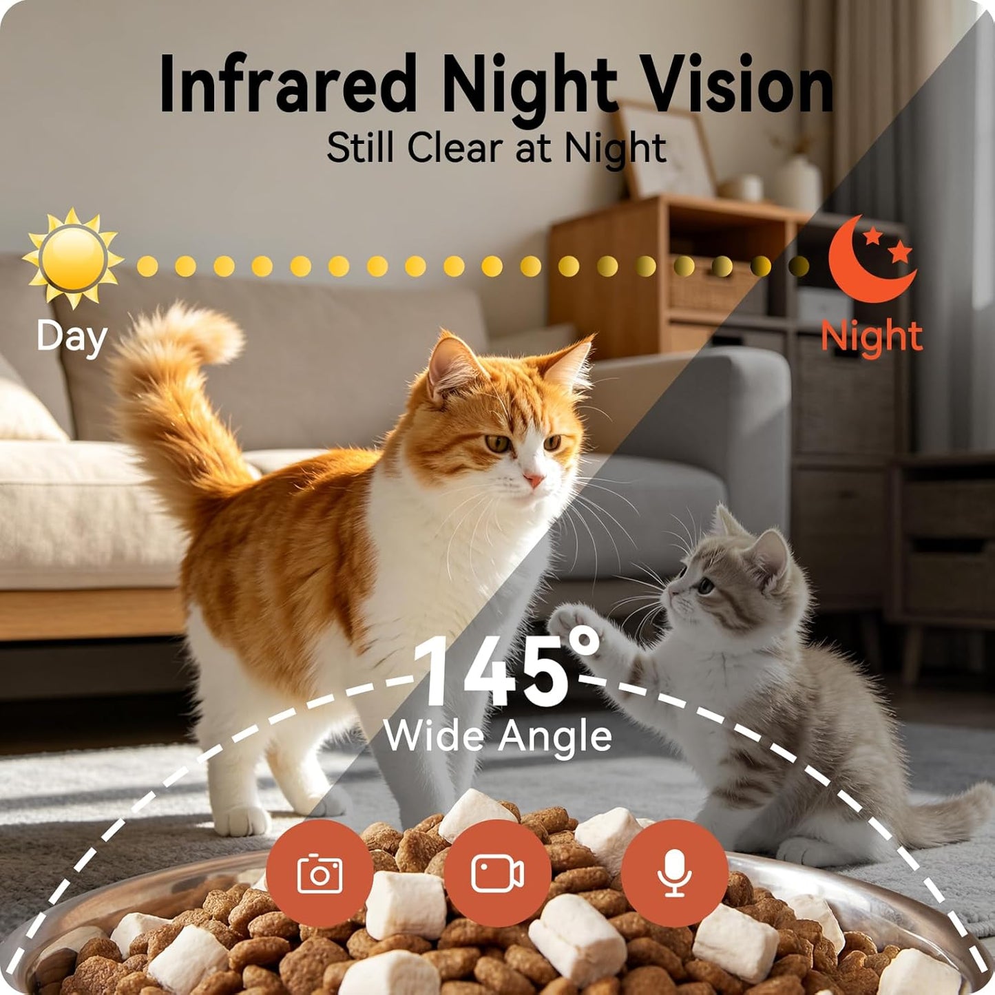 Automatic Cat Feeder with 2K HD Camera: 5G Wifi Automatic Dog Feeder with Night Vision, Auto Cat Food Dispenser with 6L Large Food Storage for Multiple Pet, Detachable for Easy Clean -24 Cup