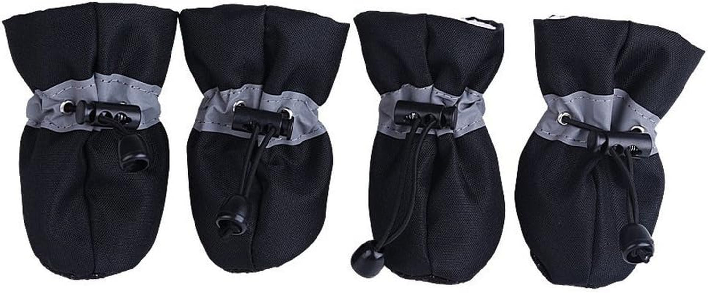 anti Slip Dog Socks Shoes Adjustable Drawstring Boot Paw Protectors for Small Medium Pets Cats Black Small
