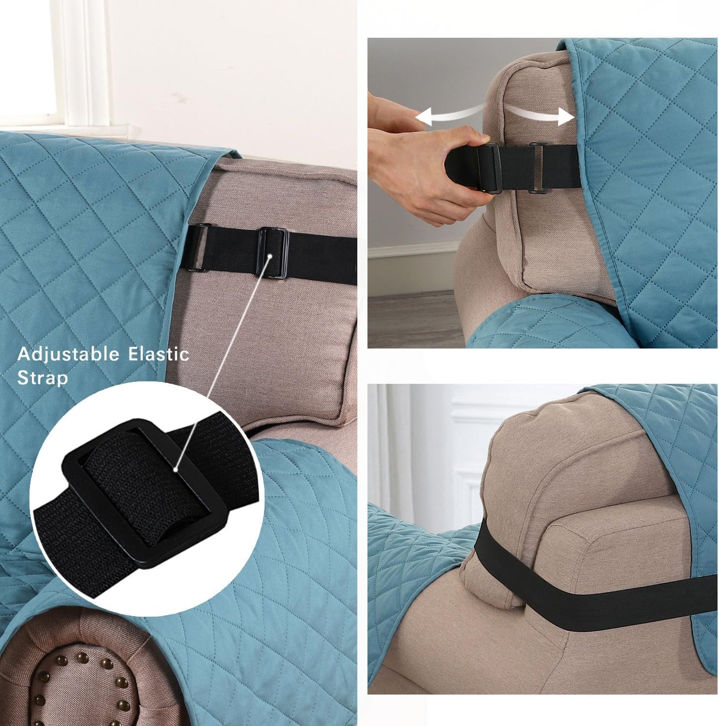Reversible Couch Cover for 3 Cushion Couch Water Resistant Sofa Cover Seat Width up to 66" Washable Furniture Protector Cover for Dogs/Cats/Pets(Sofa, Cameo Blue/Beige)