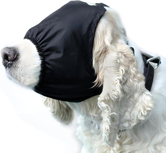 Dog Calming Cap Eye Mask Nylon Shading Pet Mask Muzzle for Grooming anti Car Sickness (Black,L)