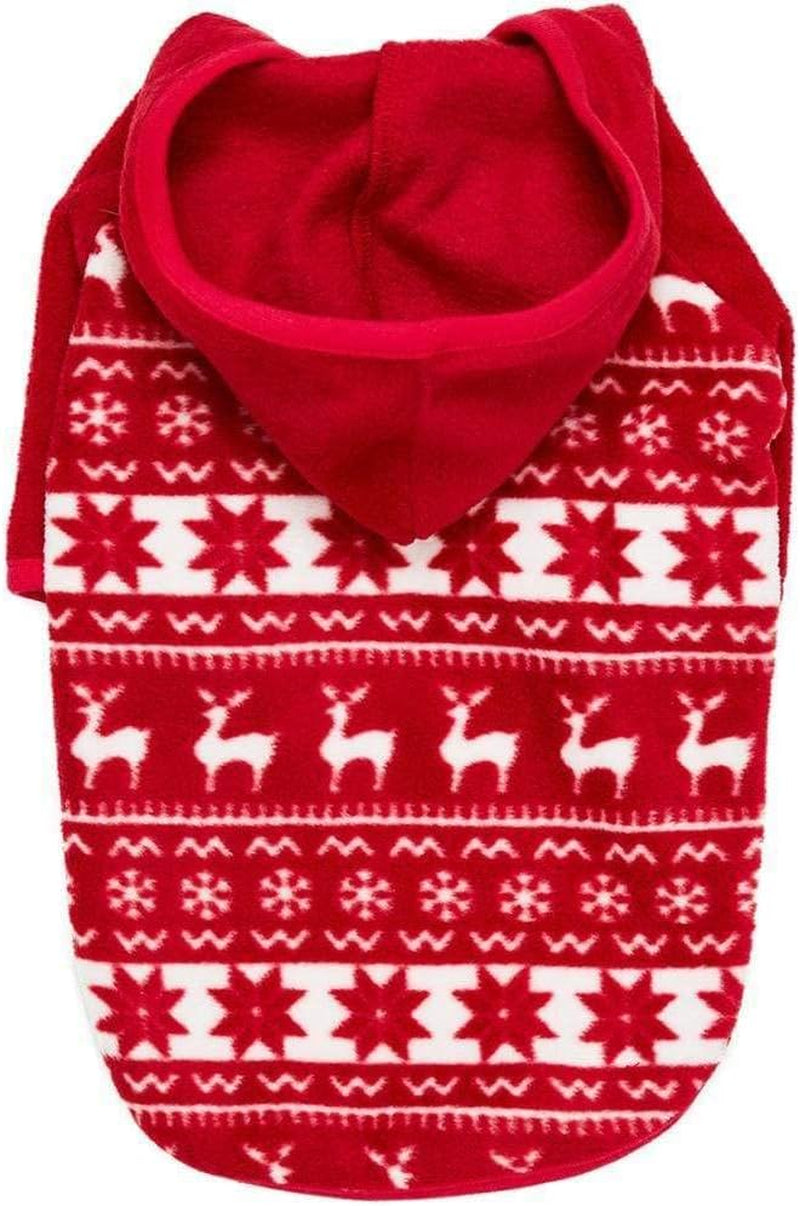 Ugly Christmas Sweater Hoodie, Soft Reindeer Snowflake Dog Clothes, Holiday Dog Christmas Sweater, 12" Hoodie for Small Puppy, Match Family Outfit, Award Winning