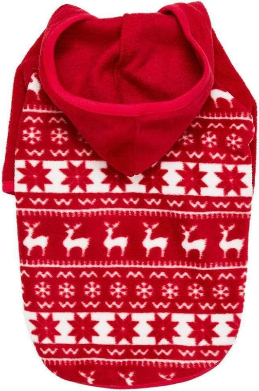 Ugly Christmas Sweater Hoodie, Soft Reindeer Snowflake Dog Clothes, Holiday Dog Christmas Sweater, 12" Hoodie for Small Puppy, Match Family Outfit, Award Winning