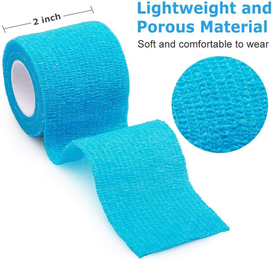Vet Wrap for Horses Dogs, 10 Pack, 2 Inch X 5 Yards Self Adhesive Bandage Wrap, Breathable First Aid Tape for Pets Leg Foot Ankle Elbow Knee Paw, Assorted Colors