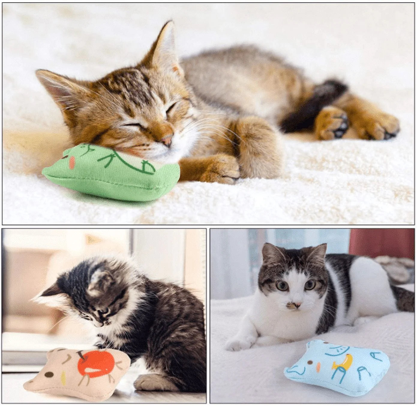 Catnip Toys for Cats - Plush Toys Cat Chew Toys Teething Interactive for Kitten 5 PCS