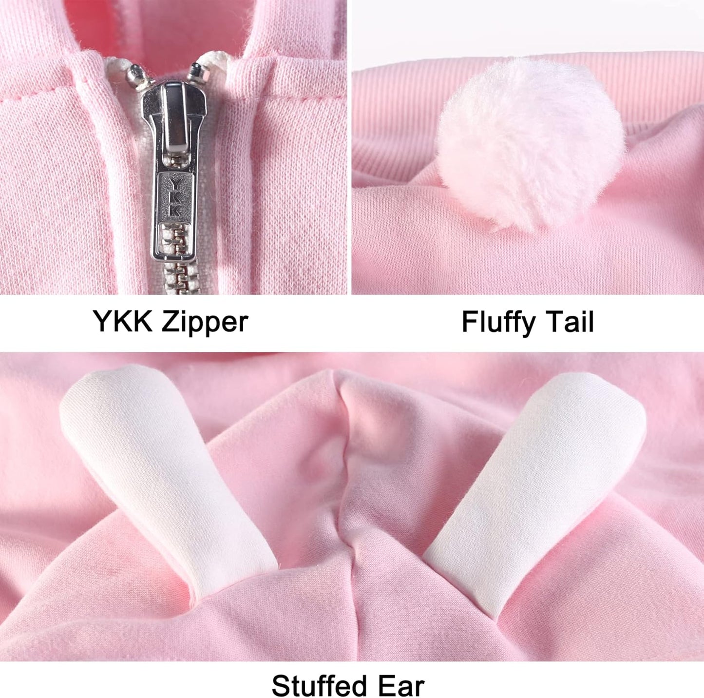 Extra Large Dog Bunny Easter Halloween Costumes Hoodies Clothes for Rottweiler Cane Corso, Pink, 6X-Large