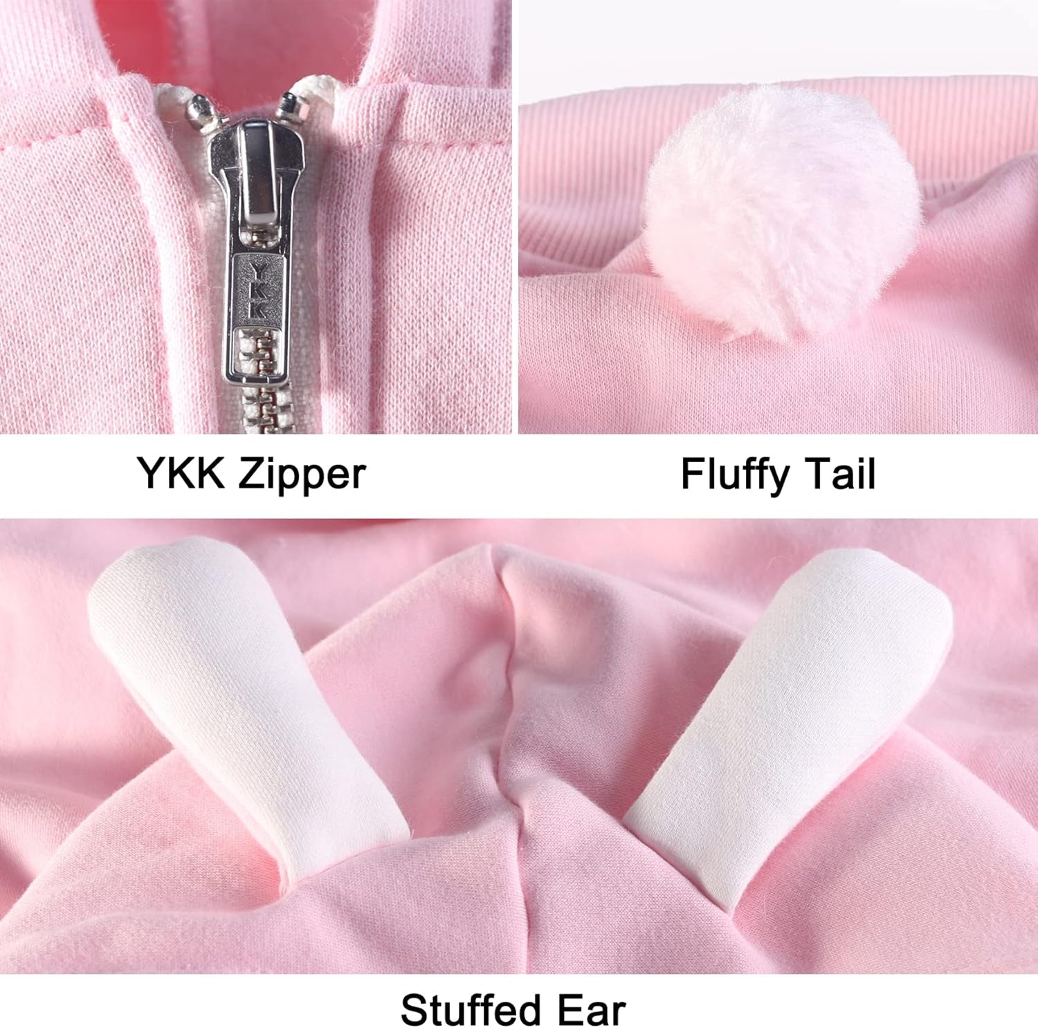Extra Large Dog Bunny Easter Halloween Costumes Hoodies Clothes for Rottweiler Cane Corso, Pink, 6X-Large