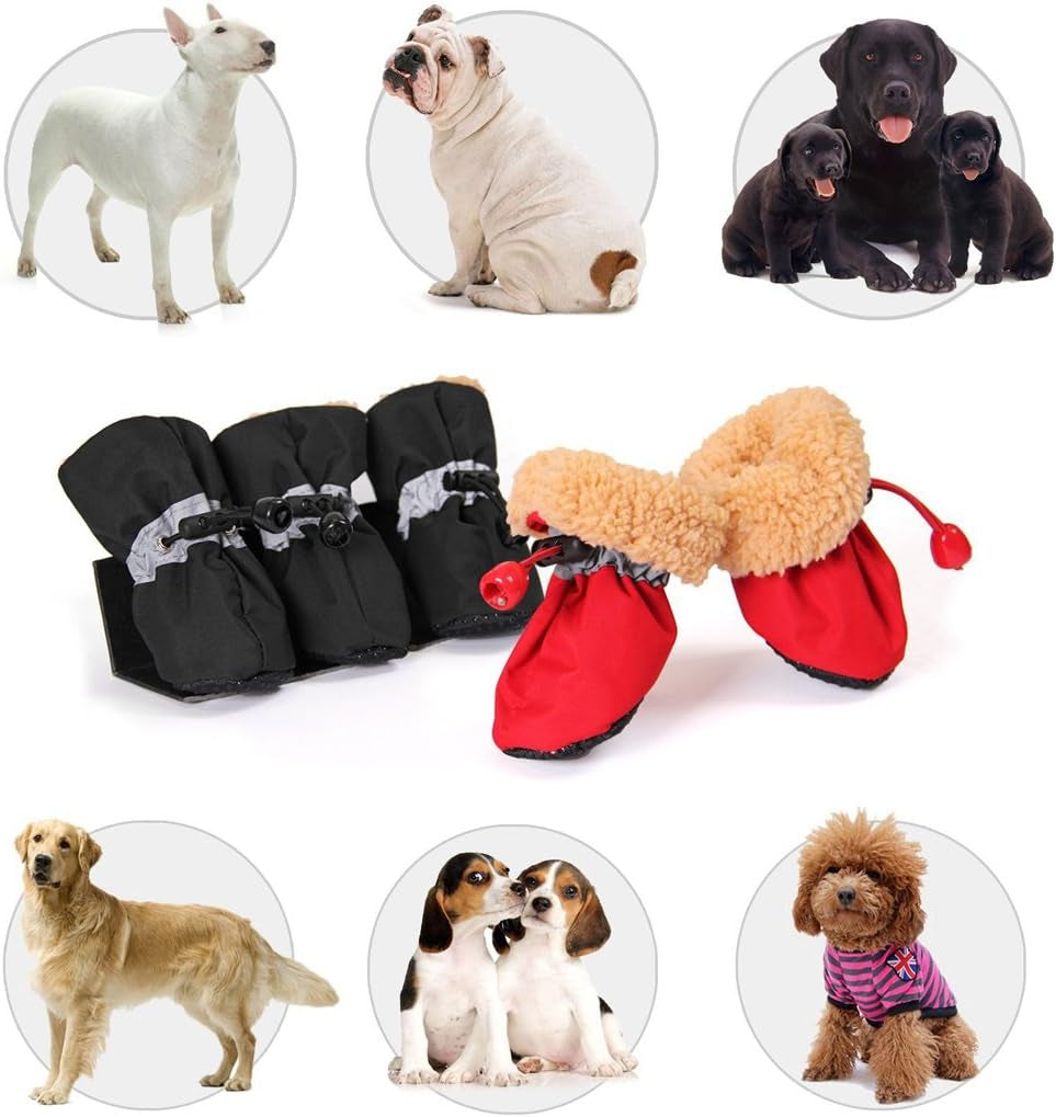 anti Slip Dog Socks Shoes Adjustable Drawstring Boot Paw Protectors for Small Medium Pets Cats Black Small