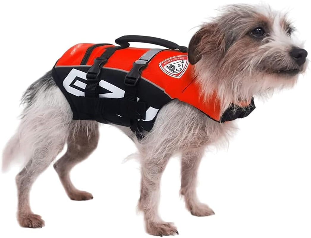 DFD Micro Dog Life Jacket for Small Dogs - Adjustable Swimming Safety Vest for Dogs under 15 Pounds with Reflective Trim & Durable Grab Handle (X-Small, Red)