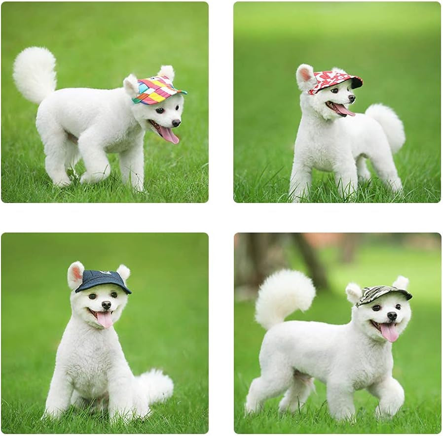 Baseball Caps Hats with Neck Strap Adjustable Comfortable Ear Holes for Small Medium and Large Dogs in Outdoor Sun Protection (M, Black)