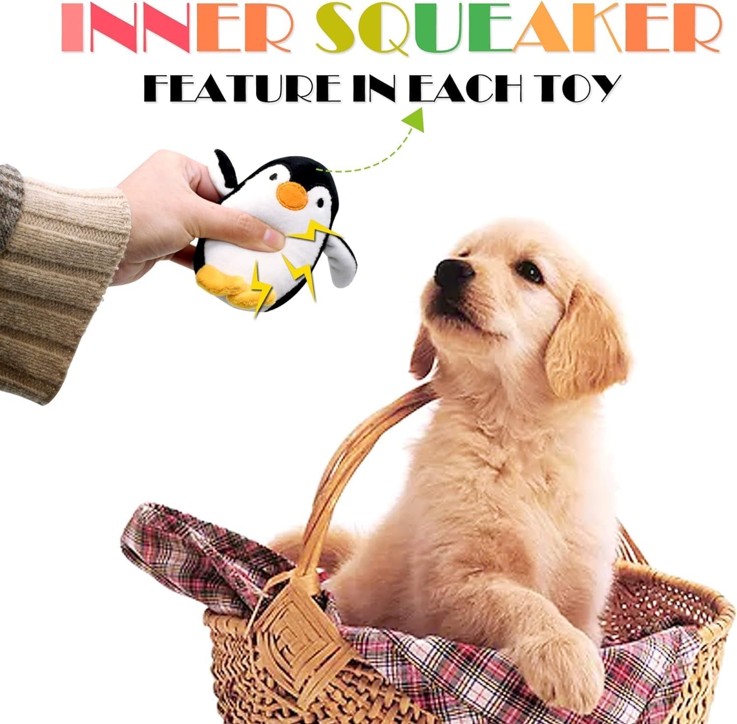 Dog Squeaky Toys for Small Dogs,Stuffed Animal Puppy Toy,Cute Puppy Chew Toy for Dog Teething, for Small to Medium Dogs,Soft Plush Pet Toys Pack 12 in Gift Box