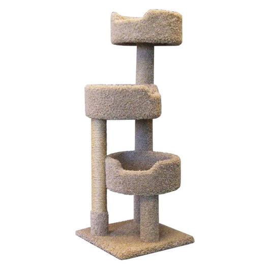 52-In Cat Tree & Condo Scratching Post Tower, Beige