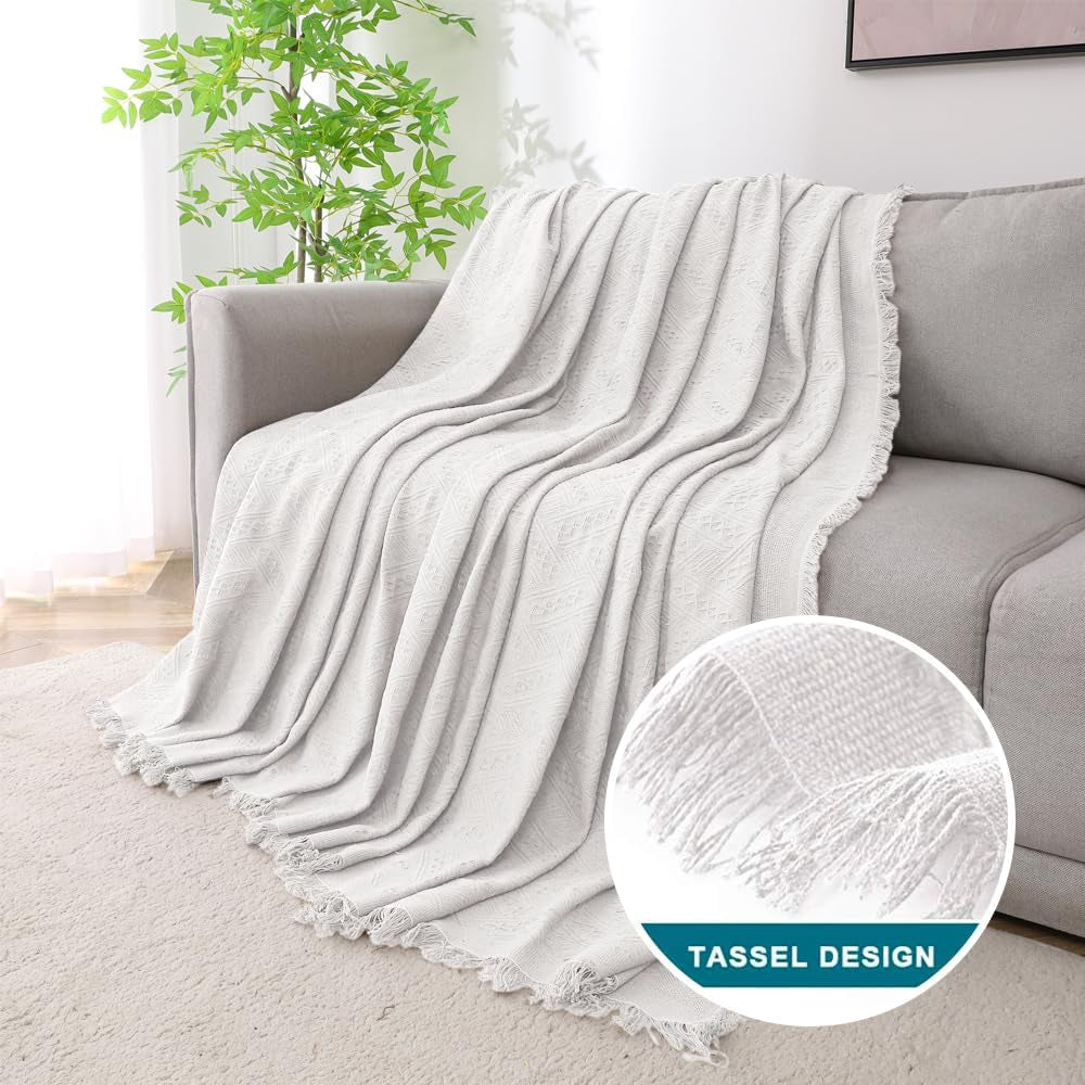 Couch Cover Sofa Covers Washable Couch Covers for 3 Cushion Sectional Couch Slipcover Furniture Cover for Pets Feature Geometrical Jacquard Fabric (91"X 134",Xx-Large,White)