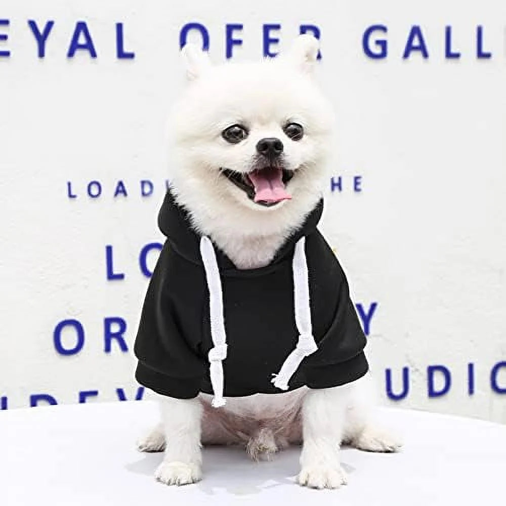 Clothes for Small Dogs Boy, Extra Small Dog Hoodie with Pocket Cold Weather Dog Sweaters for Small Dogs Fleece Small Dog Winter Coat Black X-Large