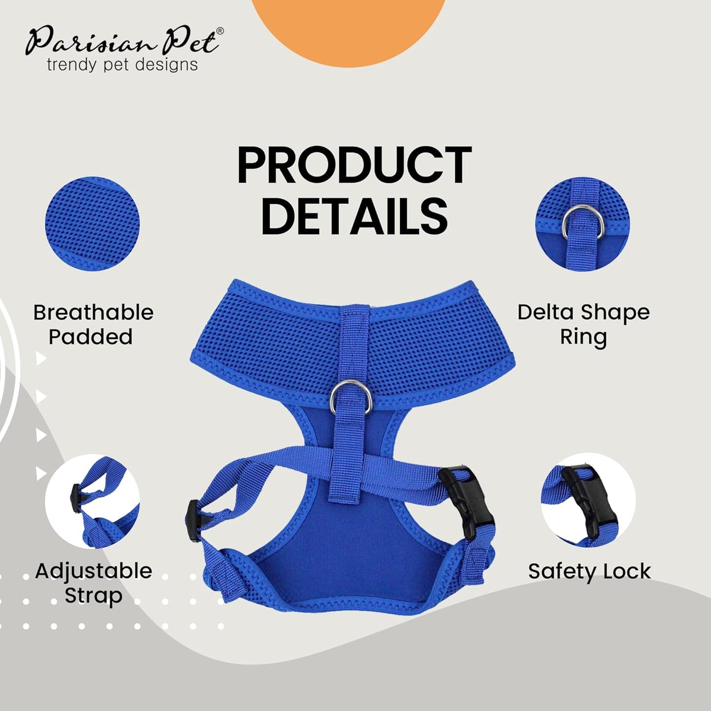 Dog Harness - Adjustable Bright Blue Dog Vest Harness - Comfortable Padded, No Pull Puppy Harness - Cooling Dog Harness for Large Dogs - Idle for Walking, Running, and Hiking - XL