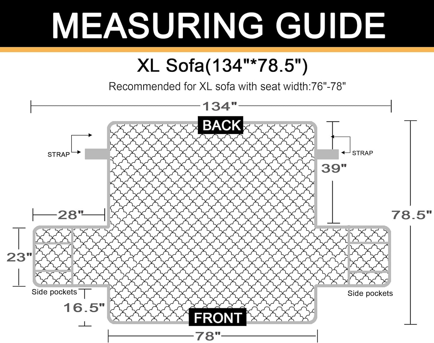 100% Waterproof Sofa Cover with Side Pockets Quilted Furniture Protector Sofa Slipcover for Pets for Leather Couch (Chocolate, 78'')