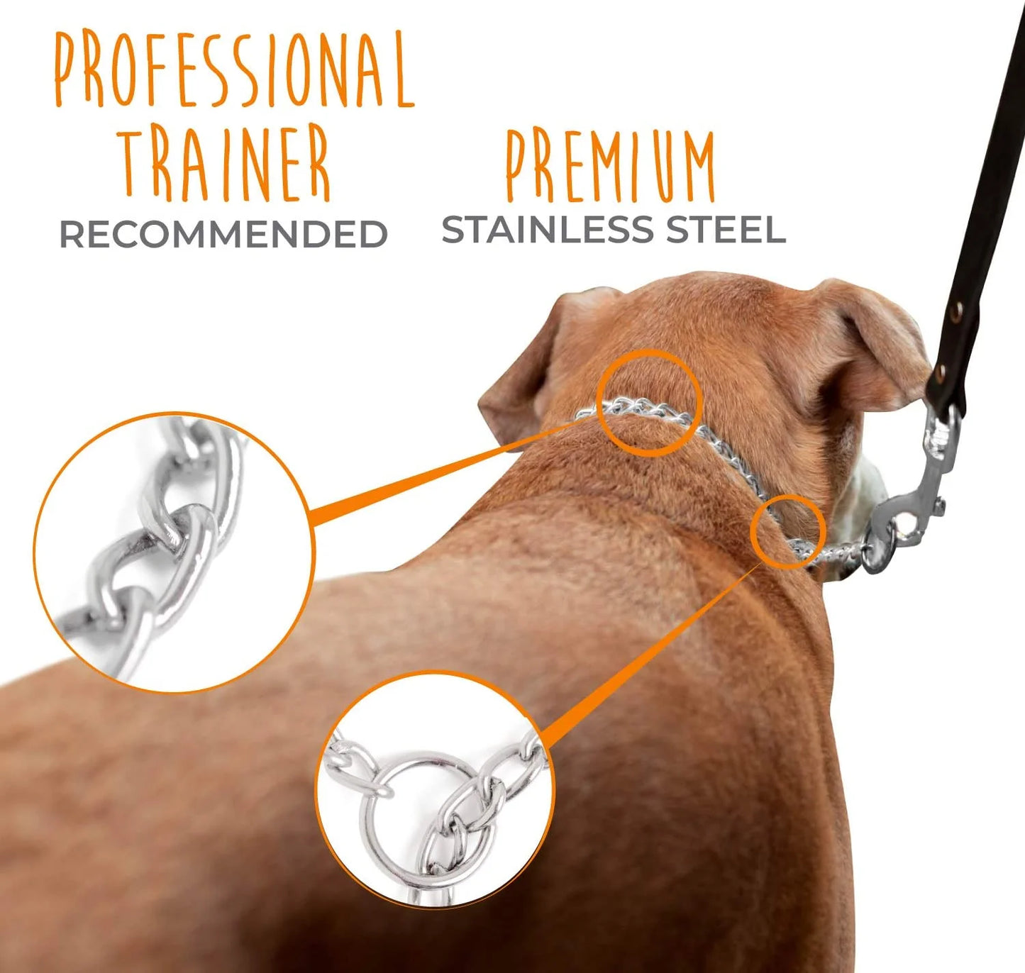 Slip Collar, Dog Training Collar, Stainless Steel Choke Chain Dog Collar, No Pull Dog Collar, Weather Proof, Tarnish Resistant Choker Collar for Dogs, 20"