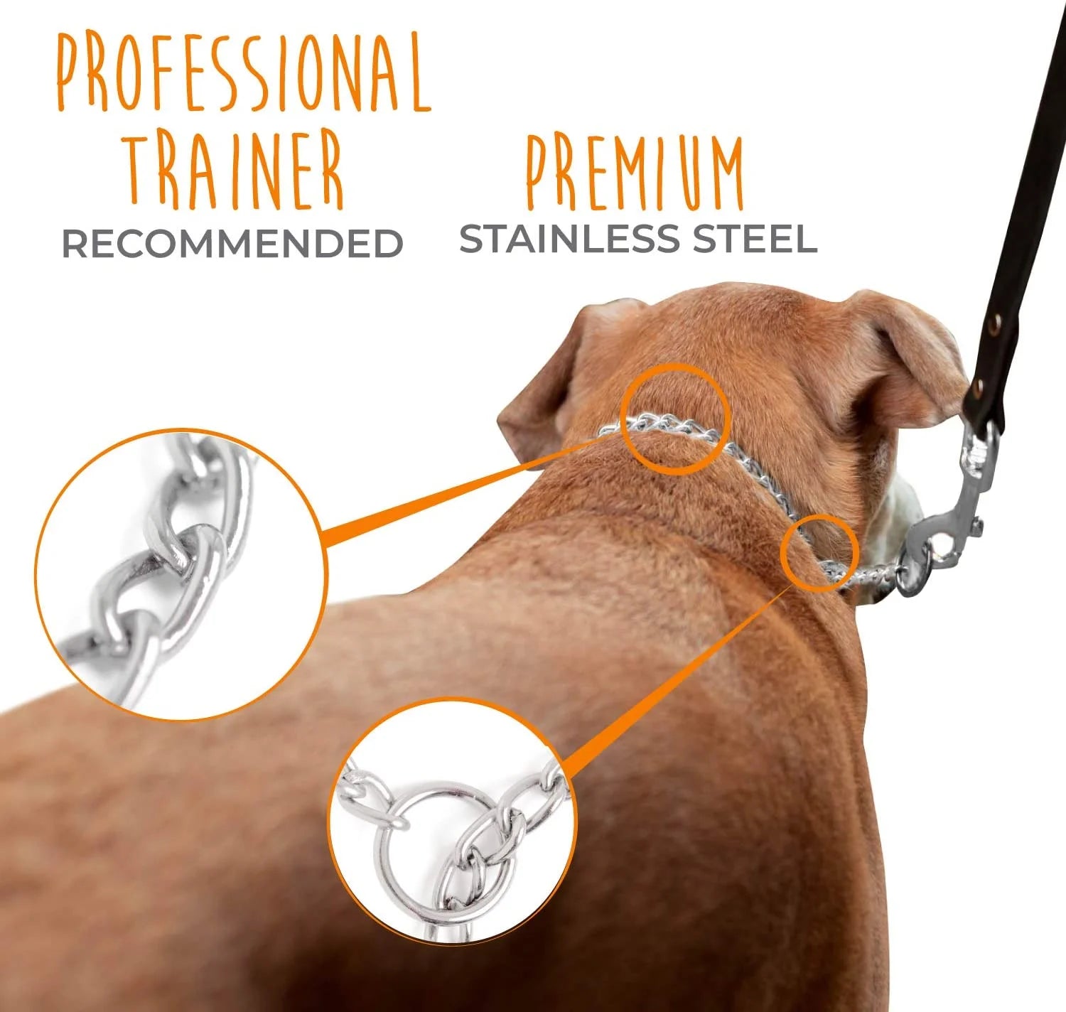 Slip Collar, Dog Training Collar, Stainless Steel Choke Chain Dog Collar, No Pull Dog Collar, Weather Proof, Tarnish Resistant Choker Collar for Dogs, 20"