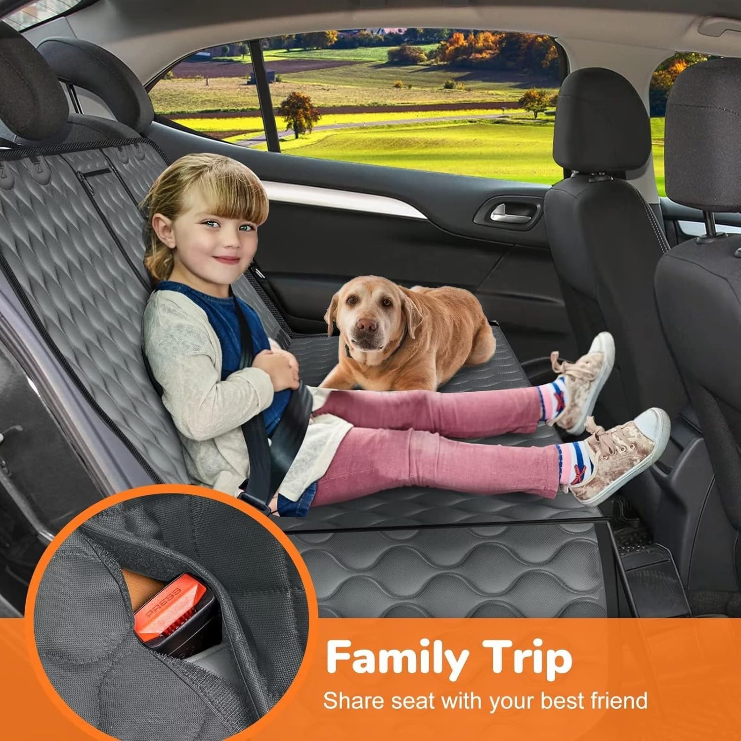 Dog Car Seat Cover for Back Seat - Waterproof Car Seat Protector for Child Carseat & Pets, Nonslip Car Seat Covers for Full Size Suvs & Trucks