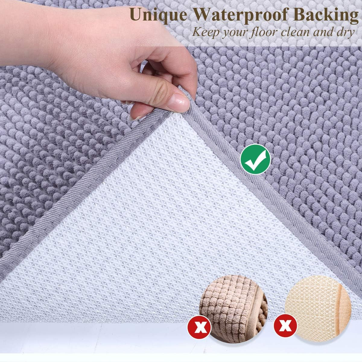 Cat Litter Mat Softgrip Litter Trapping Mat, Muddy Litterbox Rug for Indoor & Floor, Machine Washable Easy Clean Soft Microfiber for Cat, 31"× 20", Grey