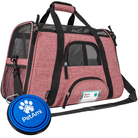 Airline Approved Pet Carrier for Cat, Soft Sided Dog Carrier Small Dog, Cat Travel Supply Accessories Indoor Cats, Ventilated Pet Carrying Bag Medium Large Kitten Puppy, Small Heather White Red