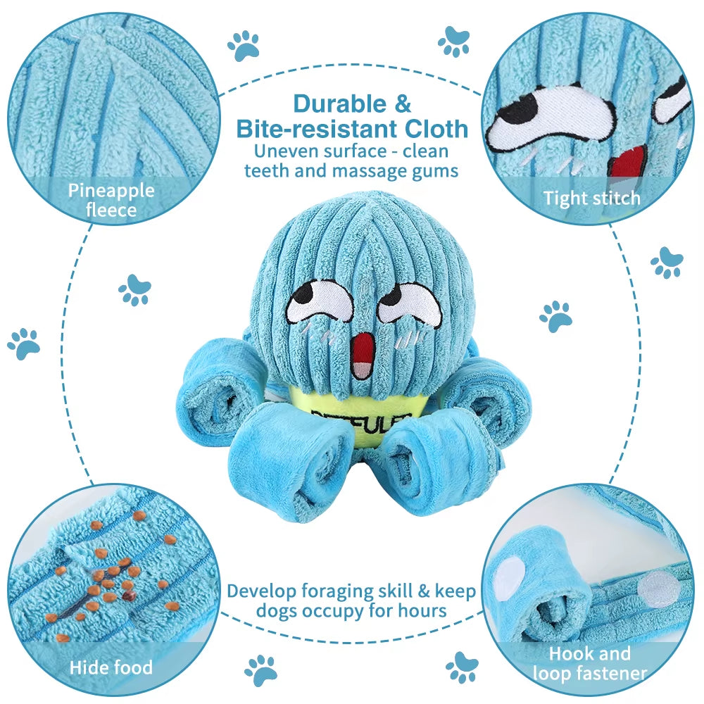 Valentine'S Day Dog Snuffle Toy Dog Plush Octopus Toys, Dog Puzzle Games Interactive Puppy Toys Chew Toys Slow Feeding Games