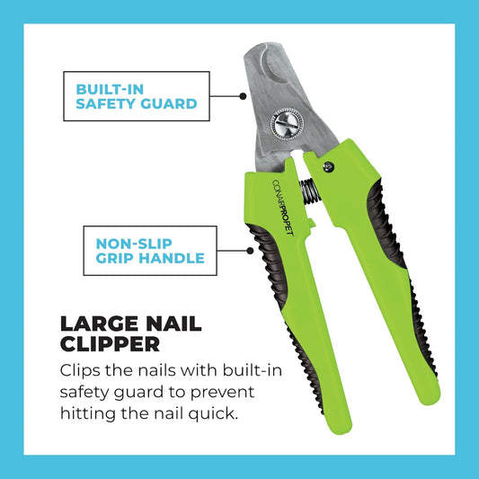Large Dog Nail Clippers, Built-In Safety Guard, Stainless Steel Cutting Blades, Non-Slip Grip, Precise Cut, Trimmer for Large-Sized Dogs,Yellow