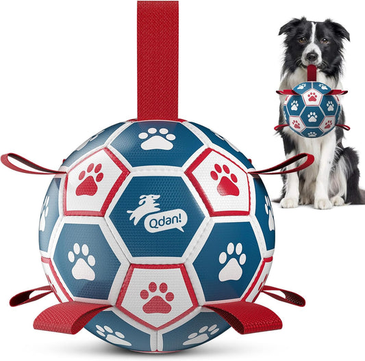 Dog Balls, World Cup Soccer Ball with Straps, Durable Herding Balls for Small Medium Pet, Puppy Birthday Gifts, Dog Water Toy, Pet Toys Puppy Ball (6 Inch)