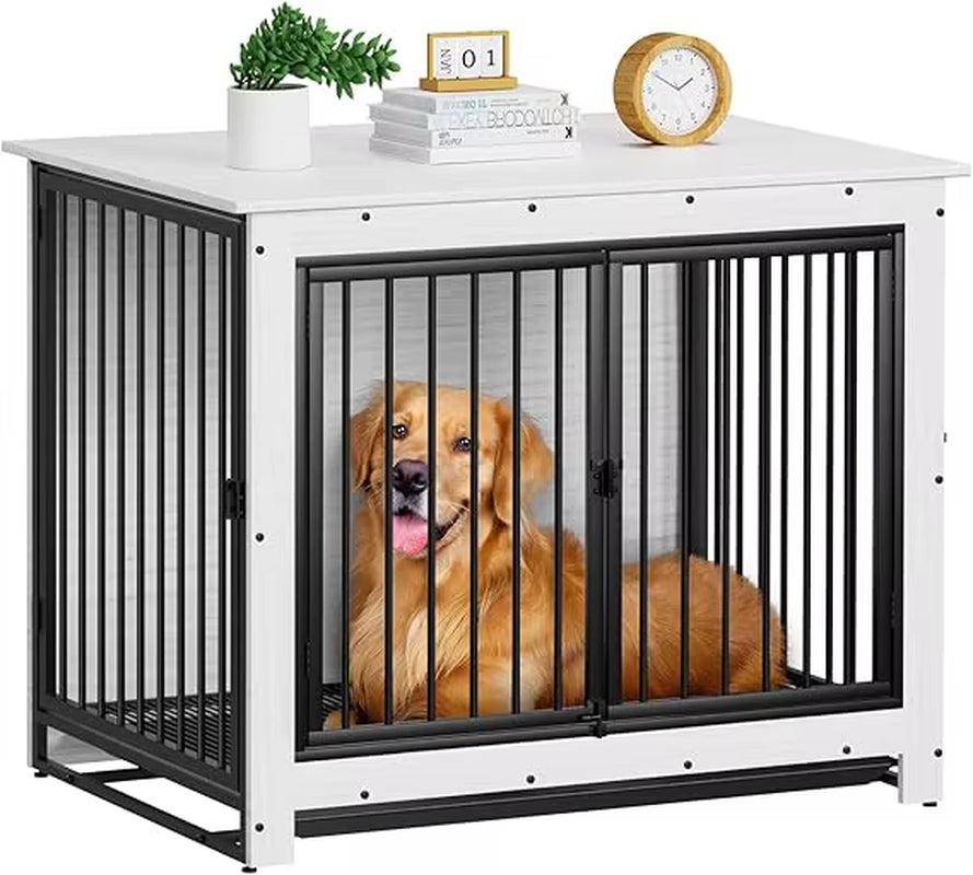 Dog Crate Furniture, Large Dog Crate Furniture, Wooden Cage Kennel Furniture Indoor, Modern Dog Crate with Multi-Purpose Removab