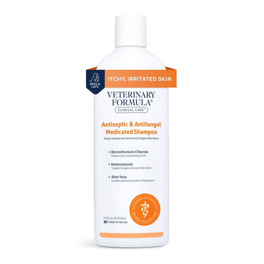 Clinical Care Antiseptic and Antifungal Medicated Shampoo for Dogs & Cats, 16Oz