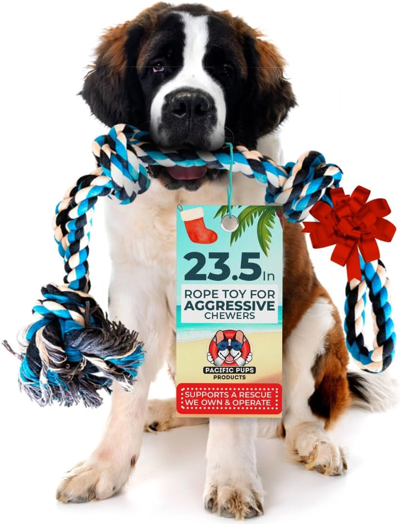 Large Dog Rope Toy for Large Dogs - 23.5" Dog Tug of War Toy - Durable Big Pull Rope for Aggressive Chewers & Teething Puppies