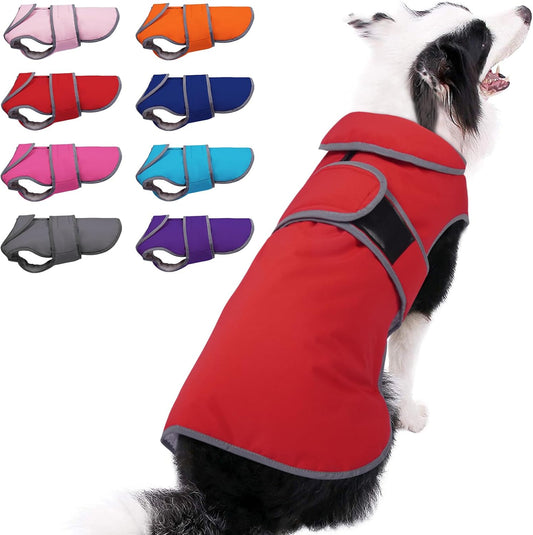 Reflective Waterproof Dog Coat, Medium, Red, Fleece Lined, Stormguard