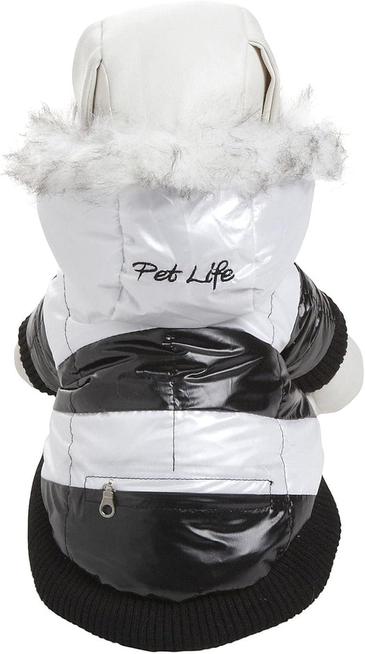 ® Stripe Patterned Plush Fashion 3M Thinsulate Insulated Winter Dog Coat Jacket Parka with Removable Hood