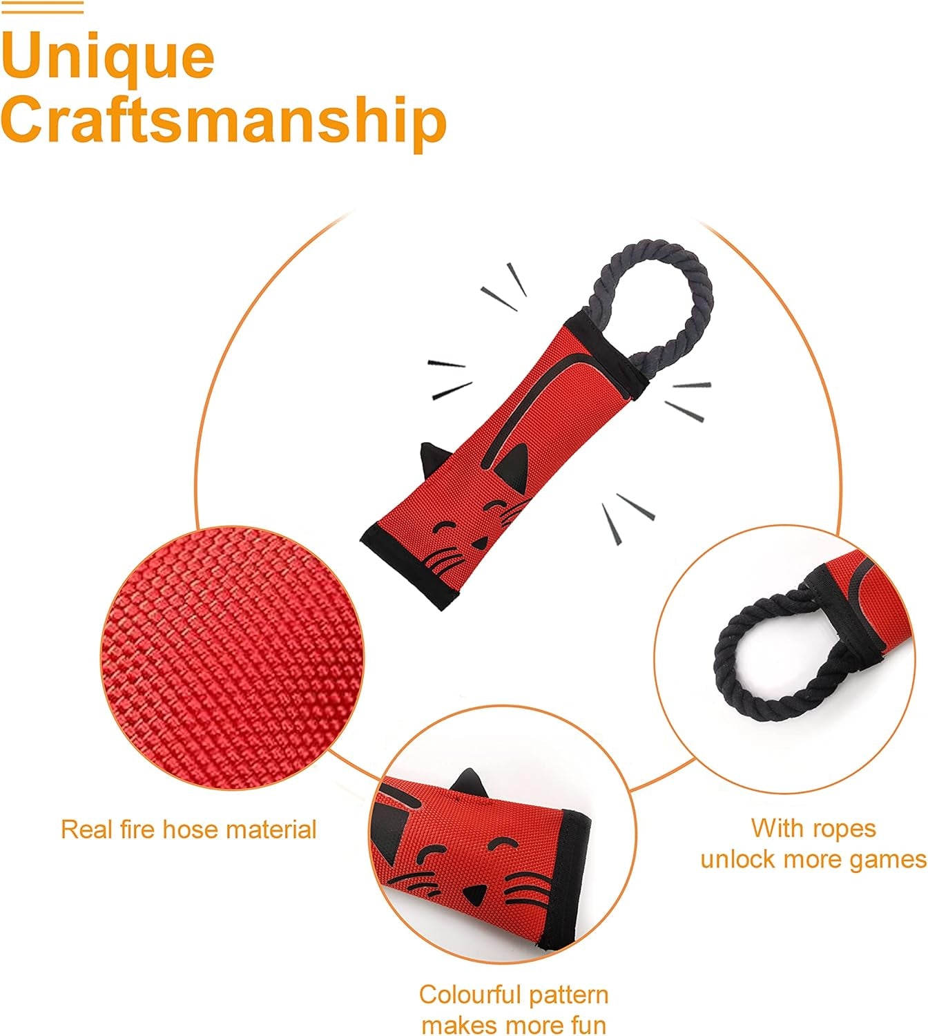 Fire Hose Interactive Squeaking Water Dog Toy, Dog Toys for Tug O War, Durable Dog Chew Toy with Squeakers, No Stuffing Dog Toy with Ropes for Small, Medium & Large Dogs