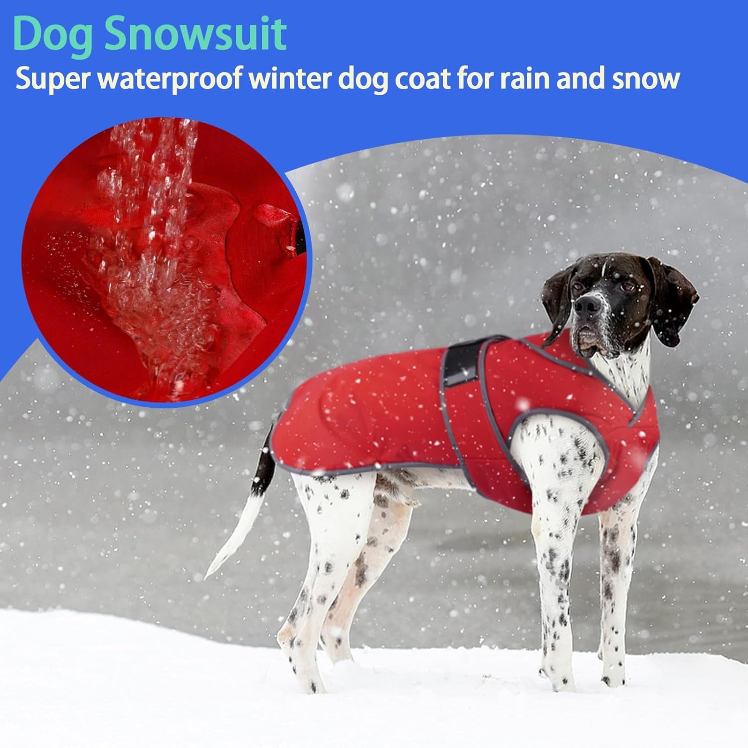 Reflective Waterproof Dog Coat, Medium, Red, Fleece Lined, Stormguard
