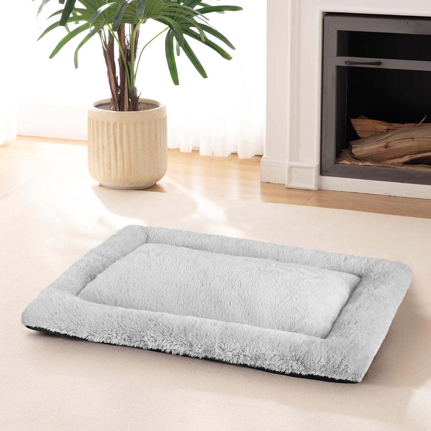 Dog Bed Mat Soft Crate Pad Washable Anti-Slip Mattress for Large Medium Small Dogs and Cats Kennel Pad(29'' X 21'' Grey)
