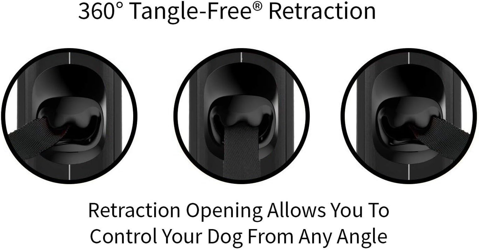 Monochrome Tiny 360° Tangle-Free Retractable Dog Leash | Cat Leash | 10 Ft Strong Nylon Tape (Tiny, Black)
